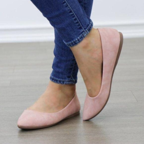 Dusty Pink Pointy Toe Flat Shoe Nubuck - Picture 4 of 6